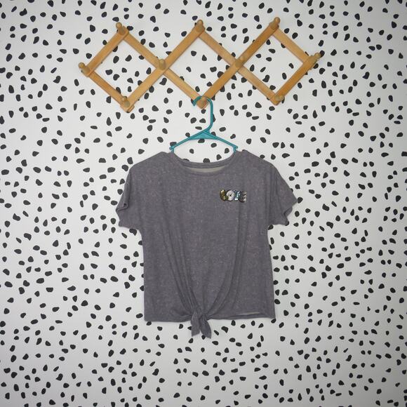 Wonder Nation Gray “LOVE” Tie Front Girls Short Sleeve T-Shirt - Picture 1 of 7
